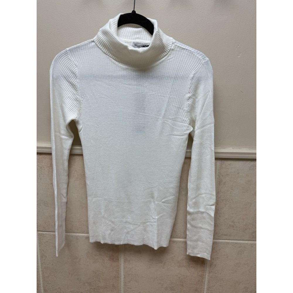Fashion Nova Women's Ivory/White Ribbed Turtleneck Sweater Long Sleeve. Sz L.NWT - Picture 2 of 12